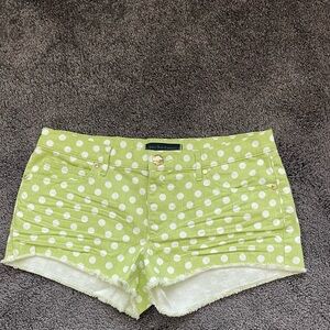 Juicy Couture Size 29 Lime Green Polka Dot Frayed Hem Shorts